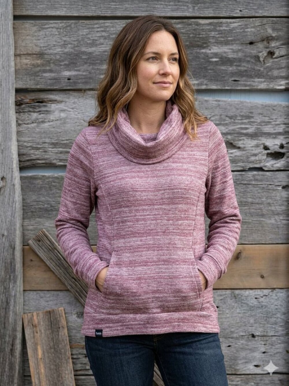𝅺bench Size Small Pink Striped Cowl Neck Sweatshirt